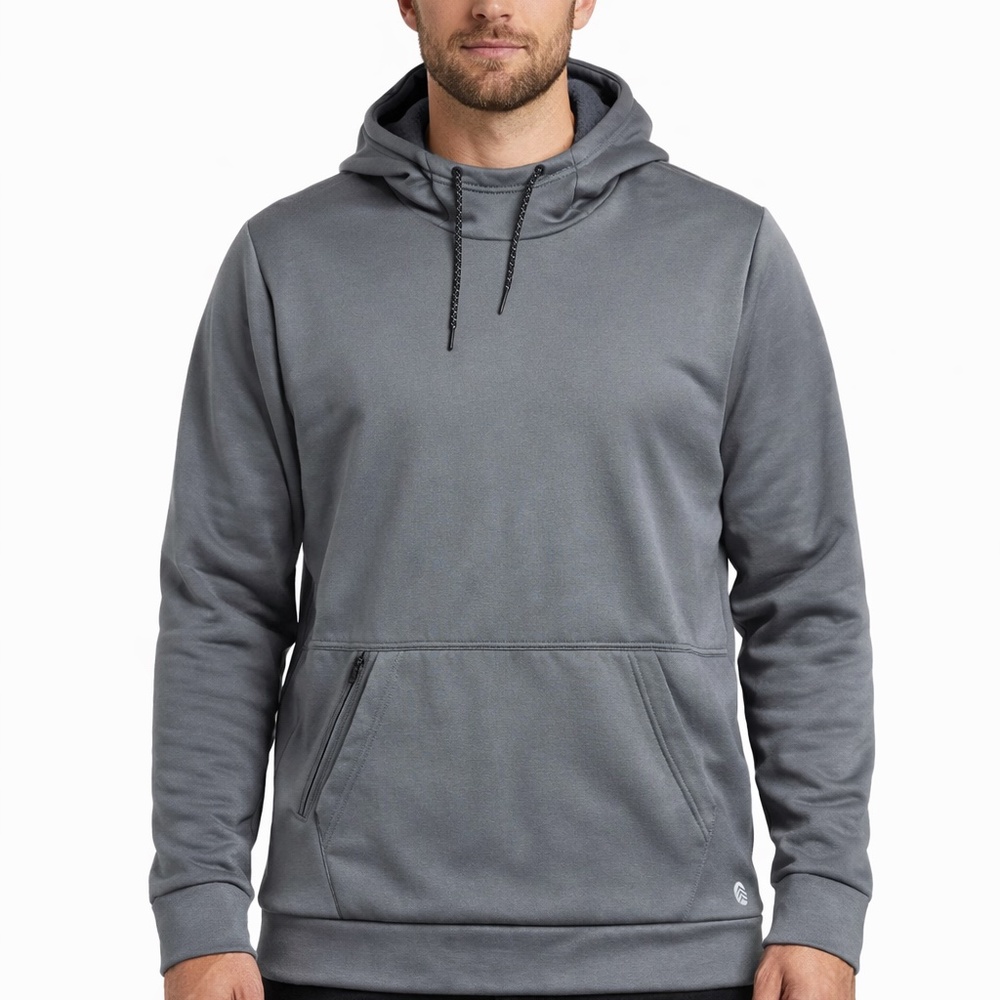 Solaris Gray Fleece Pullover Hoodie Medium Hooded Zipper Pockets
